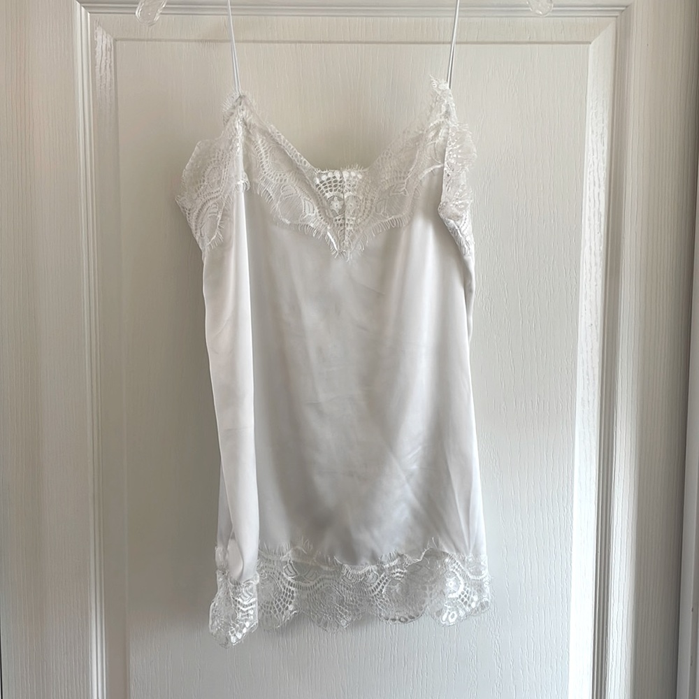 White Tank Top with Lace Detail